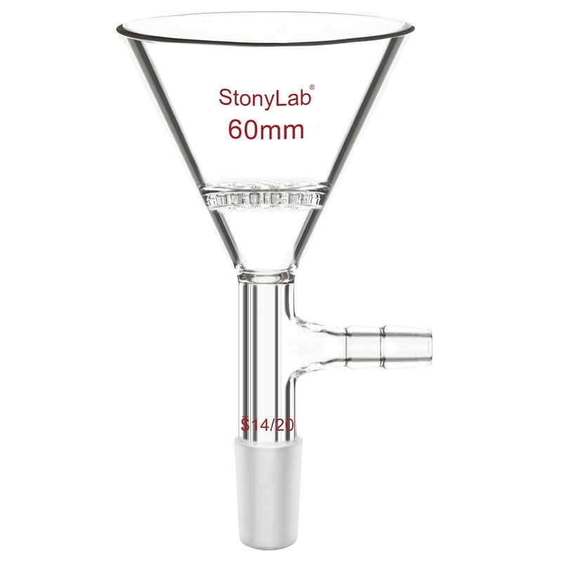 stonylab Borosilicate Glass Triangular Filtration Funnel, Vacuum Filtration, Efficient Filtering, 14/20 Joint, 60mm Diameter, Ideal for Laboratory Filtration Processes - Image 1